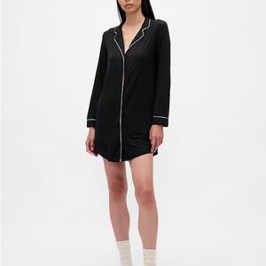 GAP Softest Modal PJ Pajama Shirtdress in Black